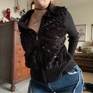 ⭐️Vintage⭐️ Belldini black faux fur sweater